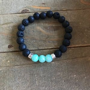 Handmade Natural Lava & Shell Gemstone Bracelet